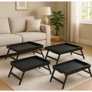 Foldable Bamboo Bed Tray Table Set of Four