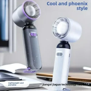 Outdoor Portable Handheld Fan Adjustable Turbo Mini Fan Digital Display Gifts for Women Men Travel/Camping
